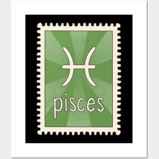 Pisces Zodiac Sign Stamp Posters and Art